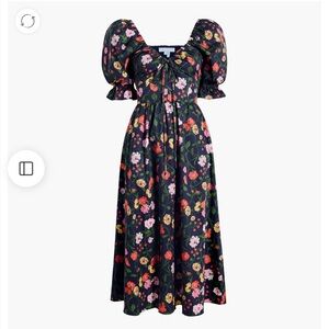 Hill House The Ophelia Dress | Navy Peony Bouquet Cotton Sateen
